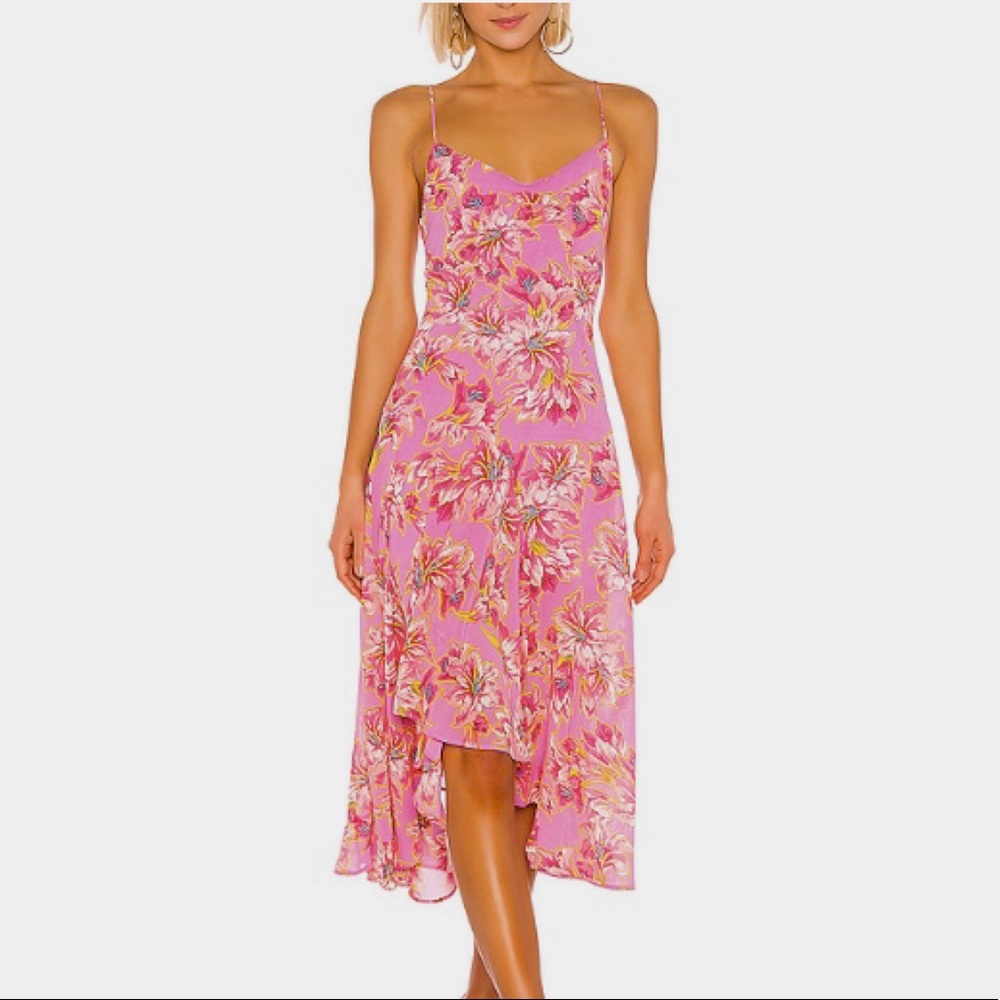ASTR The Label Janine Lavender Floral Midi Dress